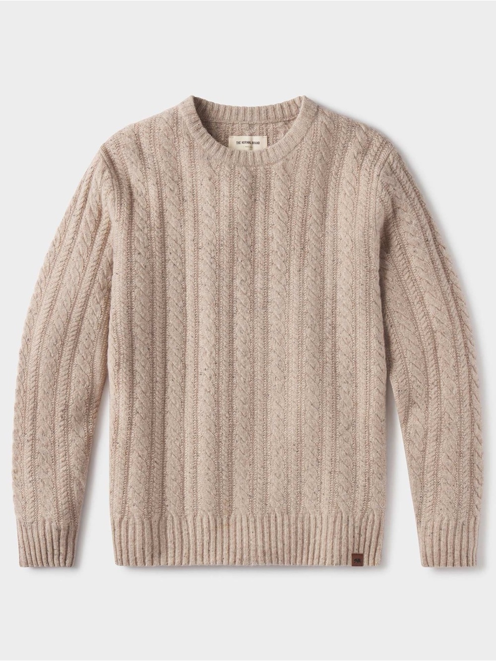 The Normal Brand Men's Cable Crewneck Sweater - Light Taupe